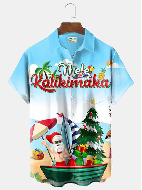 Men's Christmas Funny Graphic Short Sleeve Hawaiian Shirt